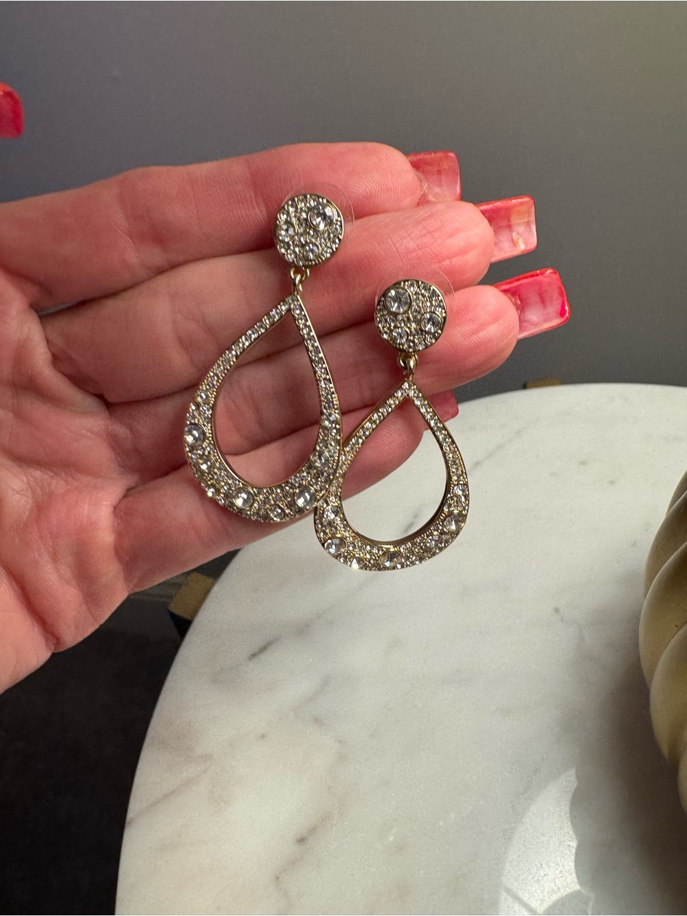 Givenchy Gold Crystal Teardrop Dangle Earrings - Elegant Women's Jewelry